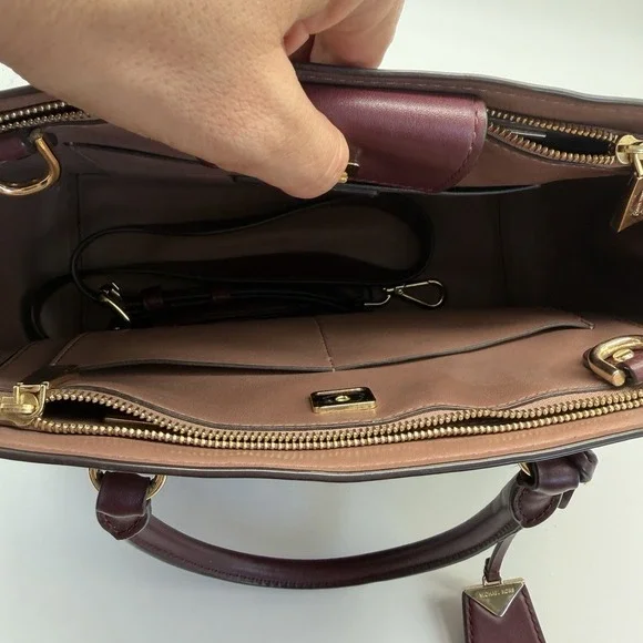 Michael Kors Large Benning Satchel Burgundy Excellent - Picture 5 of 10